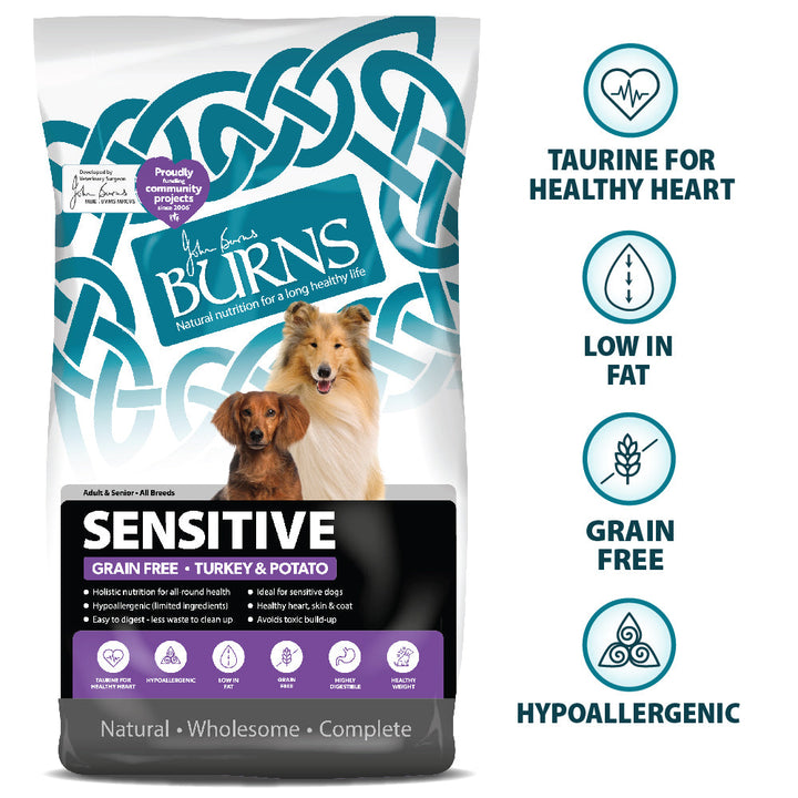 Burns Adult Senior Dogs Sensitive Grain Free Turkey & Potato 6Kg