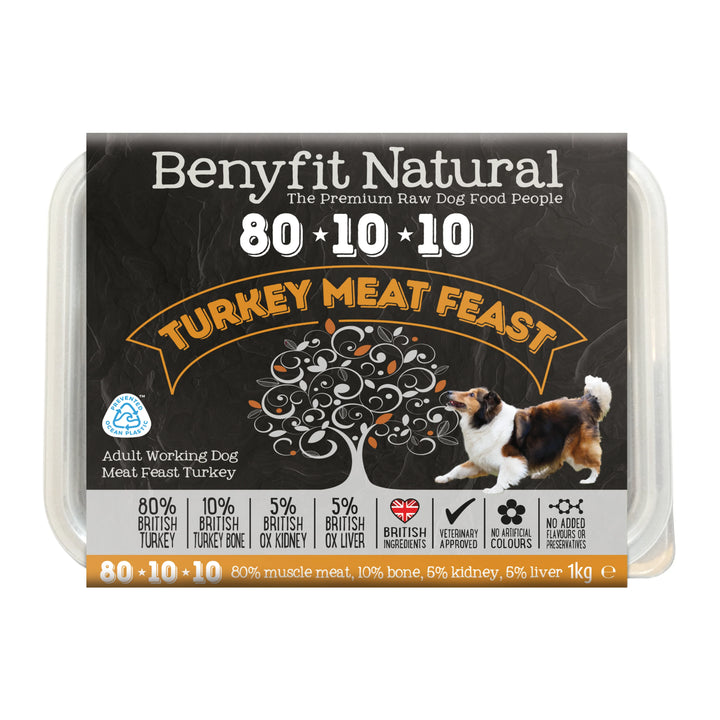 Benyfit Natural 80.10.10 Turkey Meat Feast, 1kg (Raw Frozen)