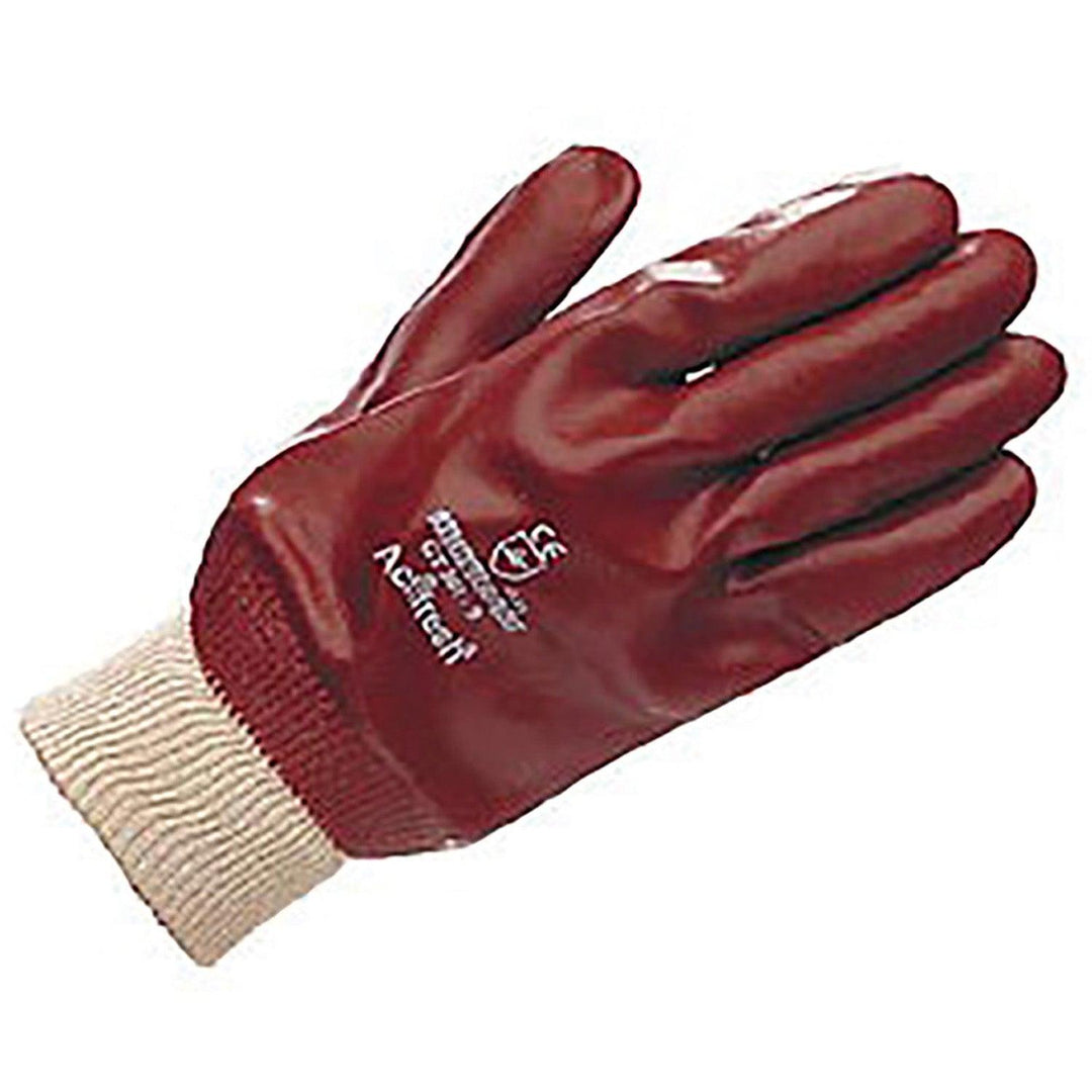 Gloves Pvc Fully Coated Knit Wrist Red