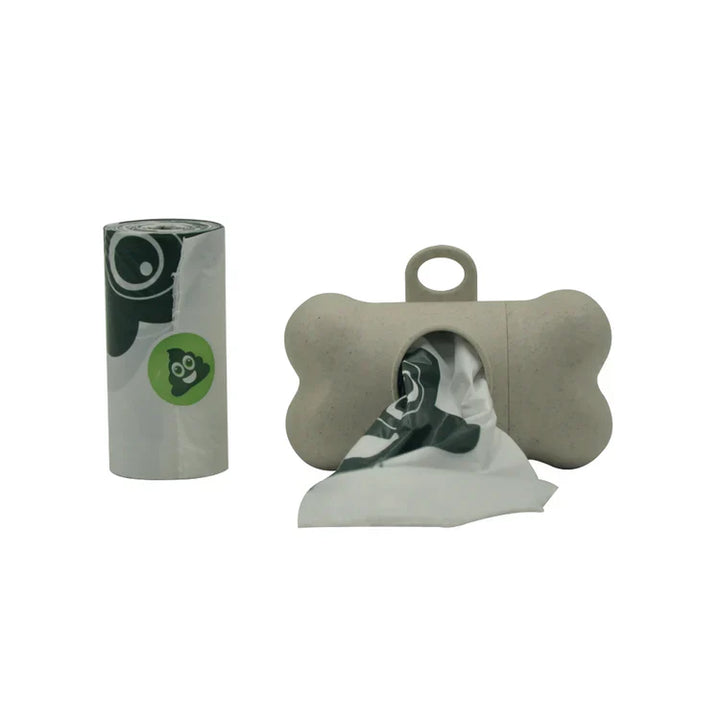 M-PETS Poo Bamboo Waste Bag Dispenser With Natural Vegetable Bags