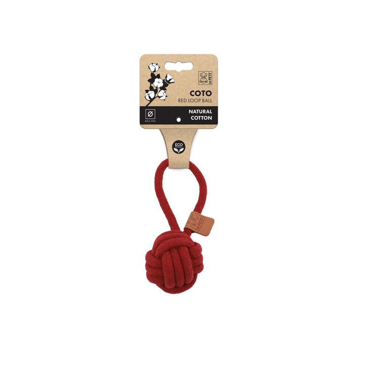M-PETS Coto Eco Rope Dog Toy Red Loop Ball