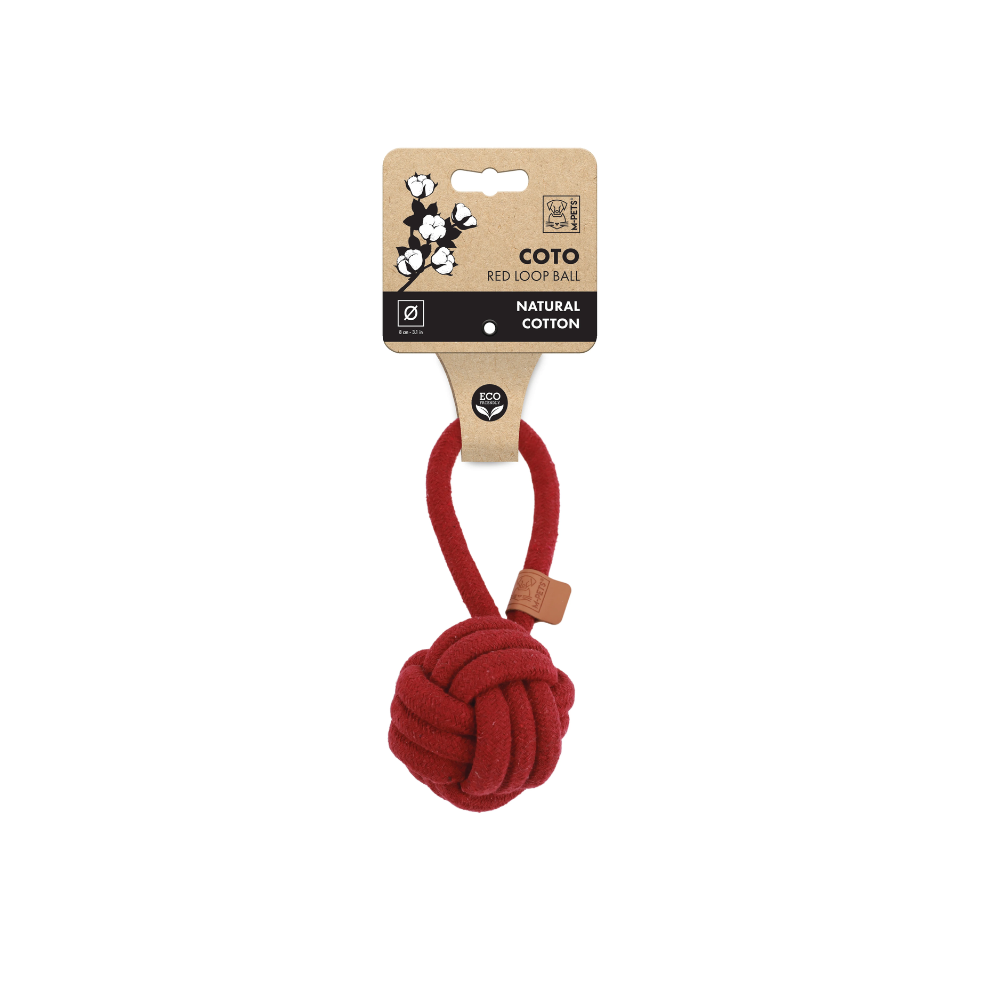 M-PETS Coto Eco Rope Dog Toy Red Loop Ball