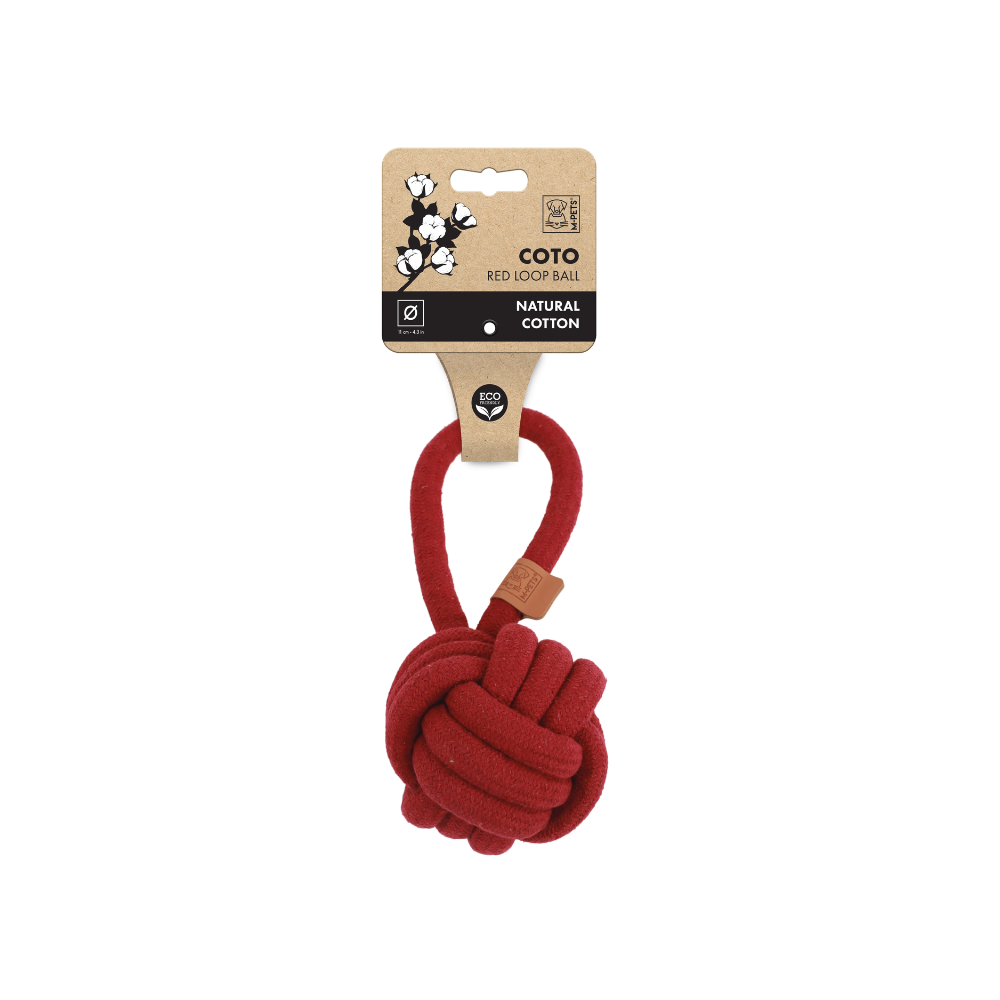 M-PETS Coto Eco Rope Dog Toy Red Loop Ball