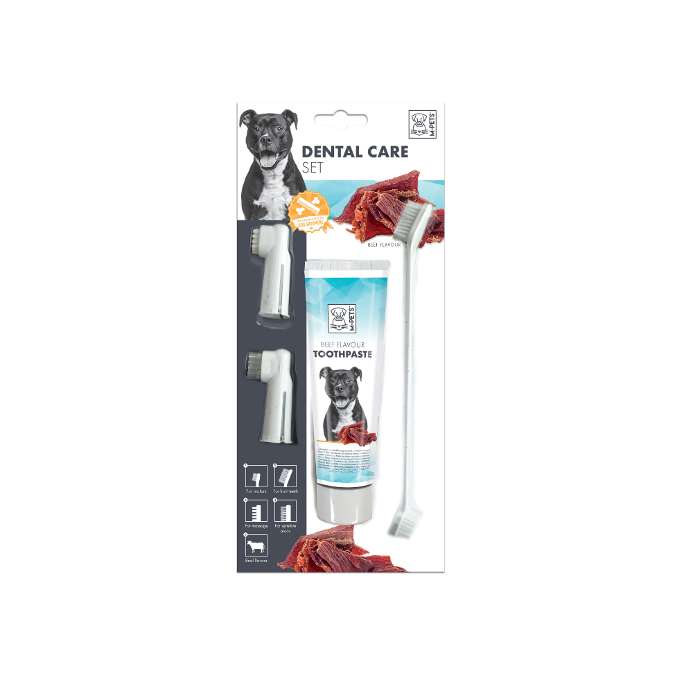 M-PETS Dental Care Set Beef Flavour Toothpaste Kit