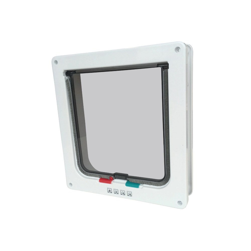 M-PETS Doras Cat Door With Tunnel 4 Way Locking For Big Cats White 250 x 233 mm