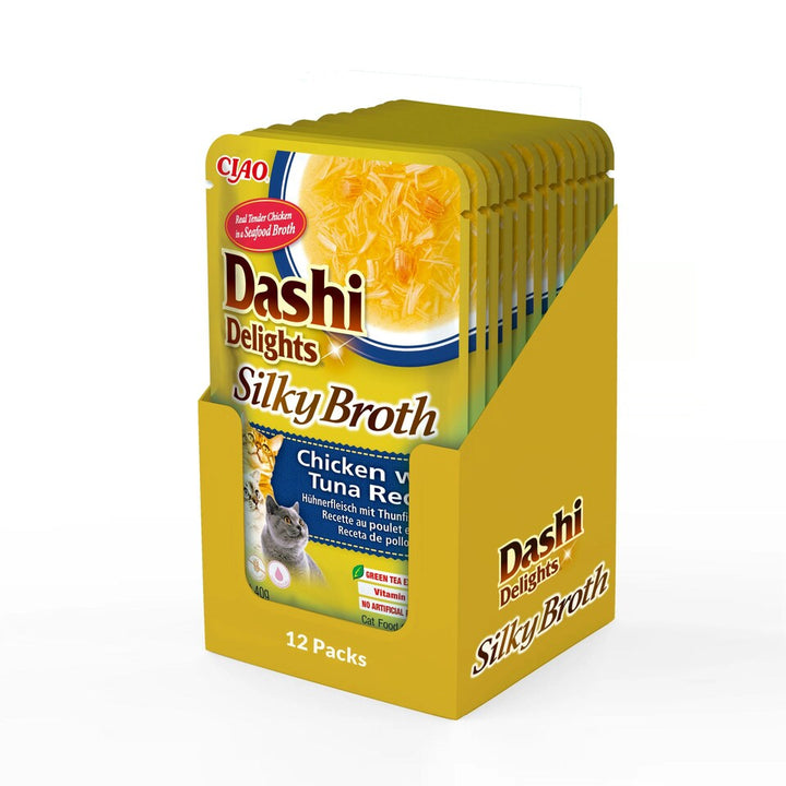 Dashi Delights Silky Broth Chicken with Tuna Recipe Cat Wet Pouches 40gx12