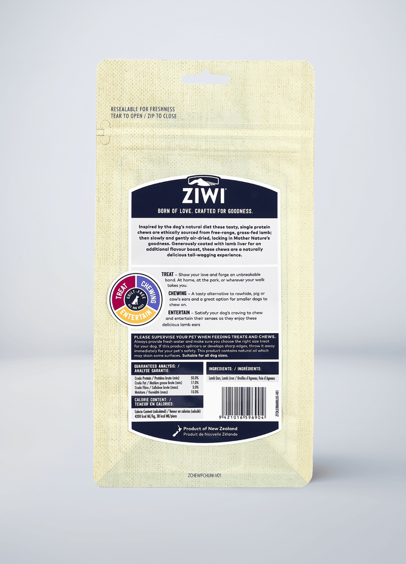 Ziwipeak Dog Treats Lambs Ears 60g