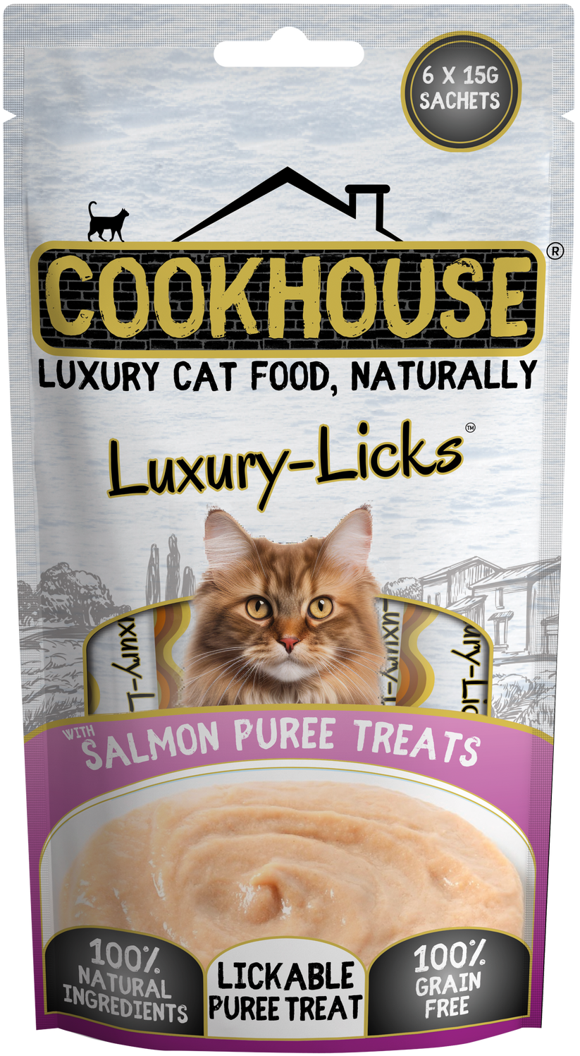 Cookhouse Luxury Cat Treats Luxury Licks Puree Salmon Flavour 6 x 15g