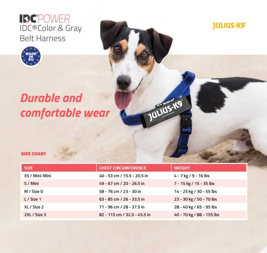 Julius-K9 IDC Belt Harness Red & Grey Size 2