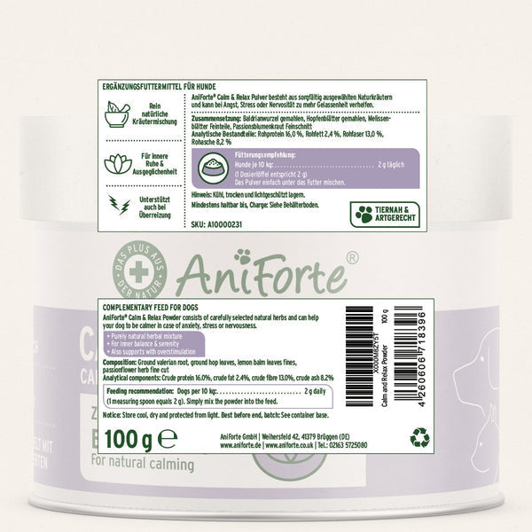 Aniforte Calm &amp; Relax Powder for Dogs - 100g