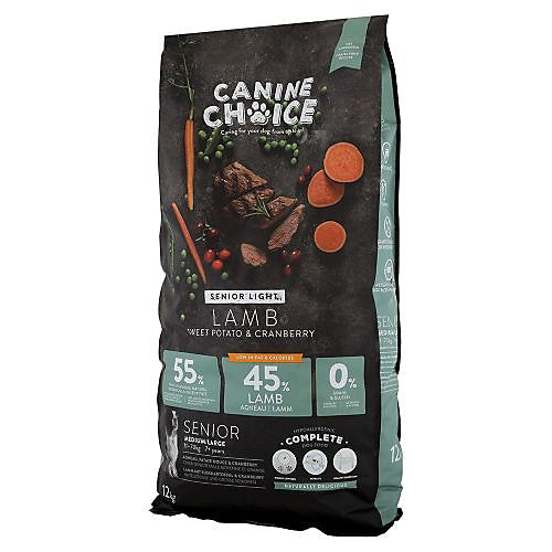 Canine Choice Super Premium Grain Free Light Medium and Large Senior Dry Lamb 12kg