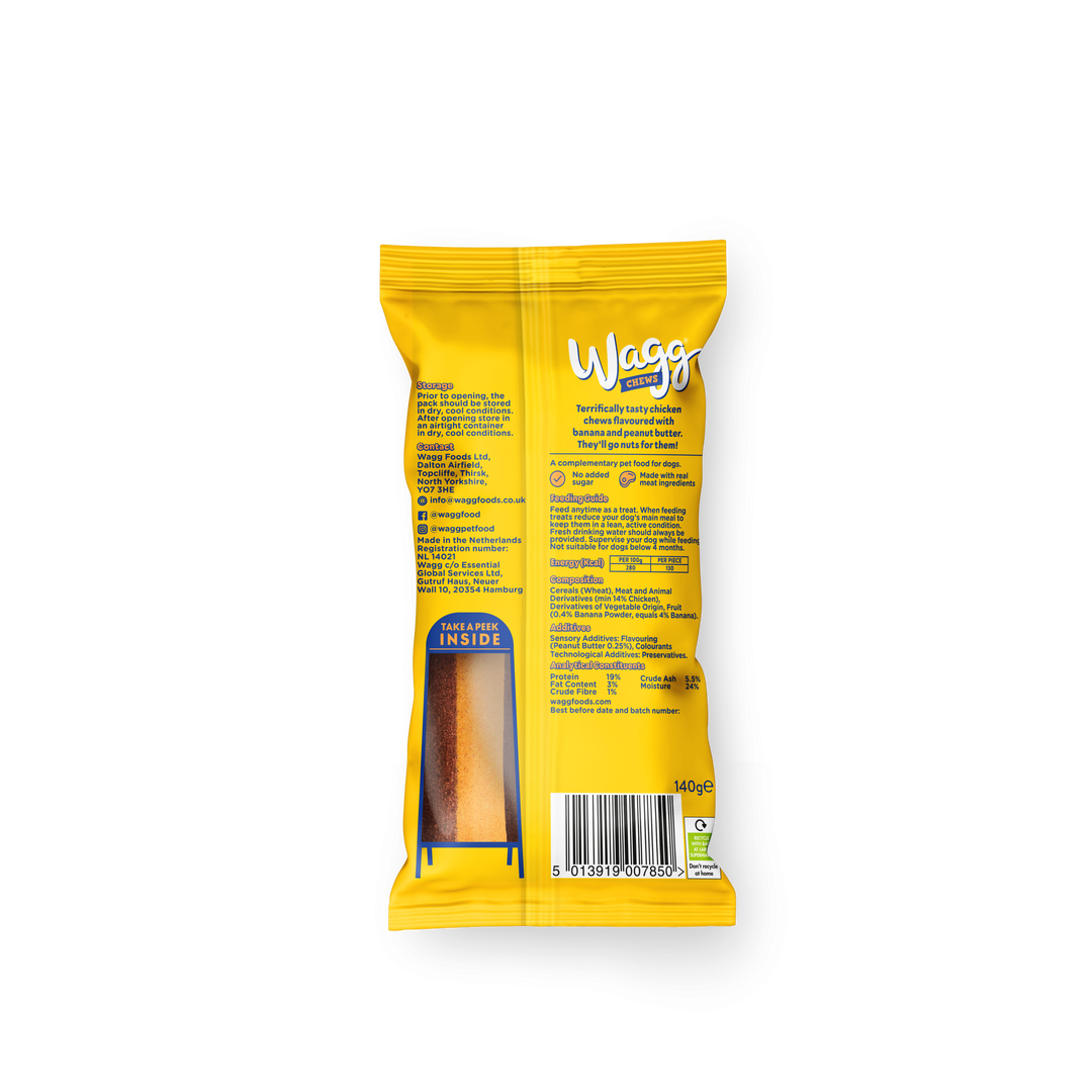 Wagg Chews Banana & Peanut Butter Bars 140g