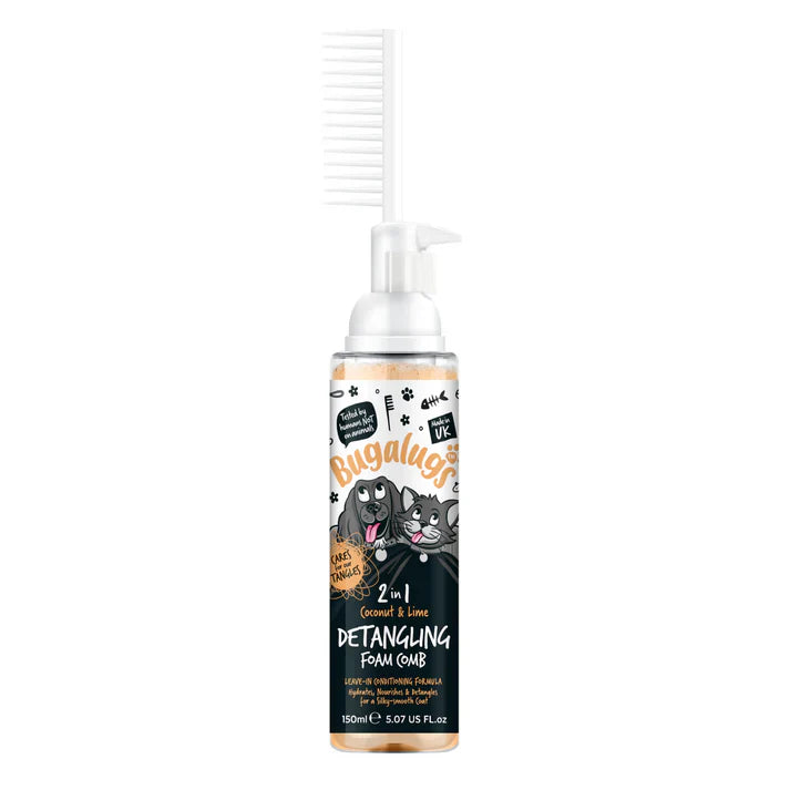 Bugalugs 2 In 1 Oatmeal Coconut & Lime Detangling Foam Comb 150ml