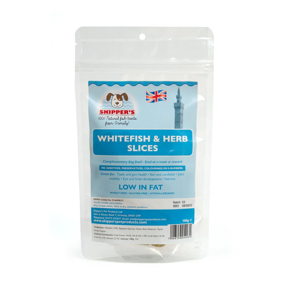 Skippers Dog Whitefish & Herb Slices 100g