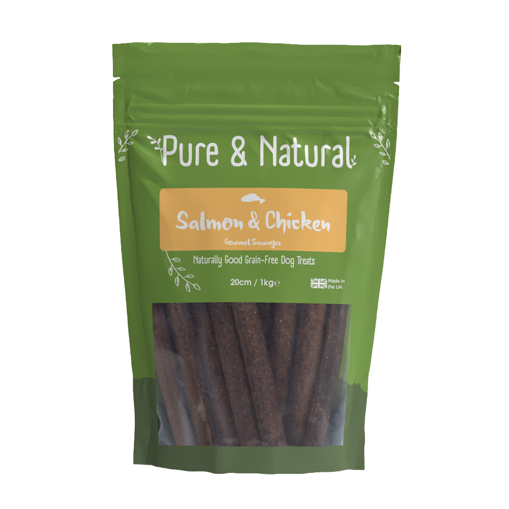 Pure & Natural Salmon & Chicken Gourmet Sausages 20cm 1kg