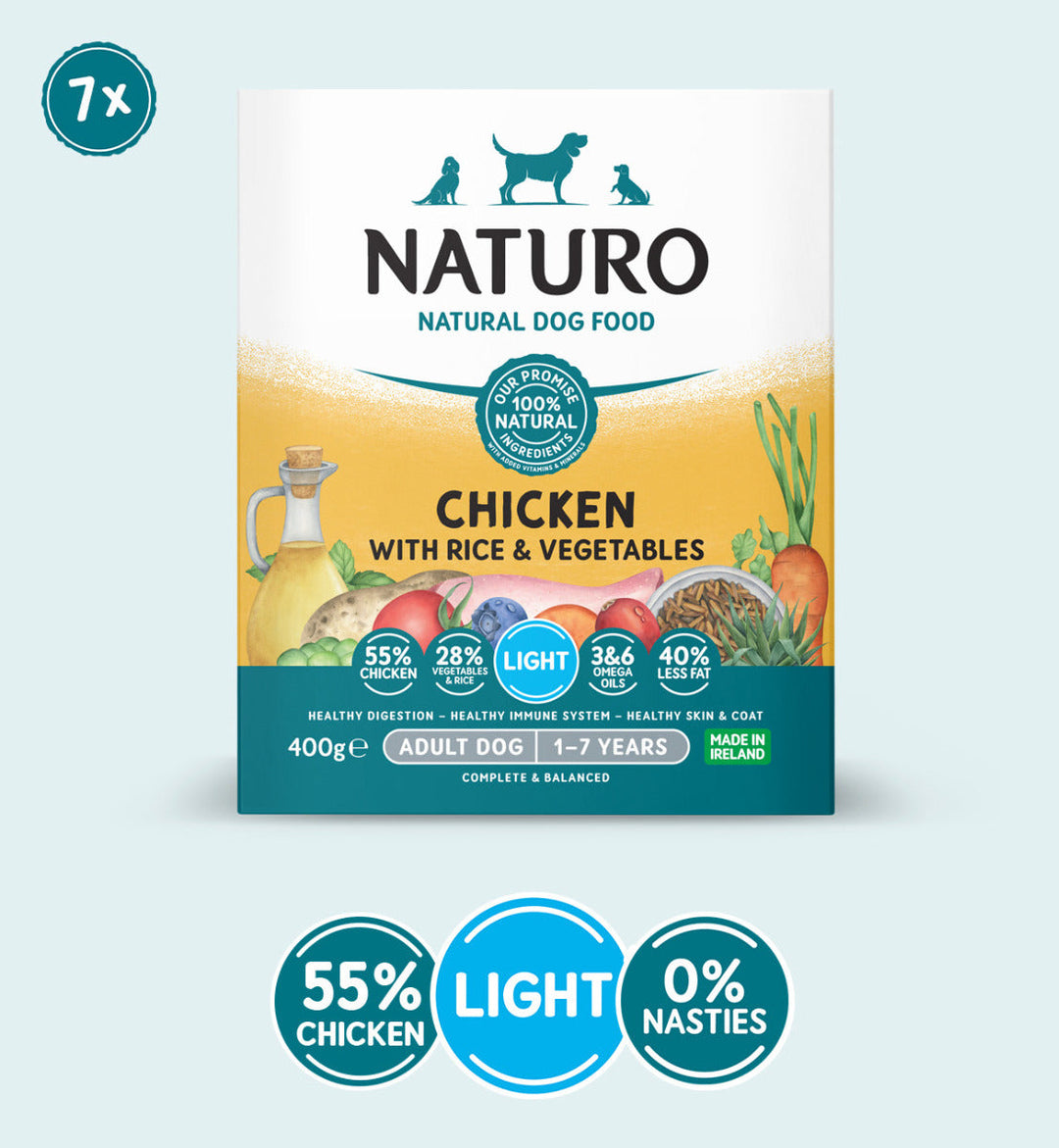 Naturo Adult Dog Light Chicken & Rice With Veg Tray 400g x 7