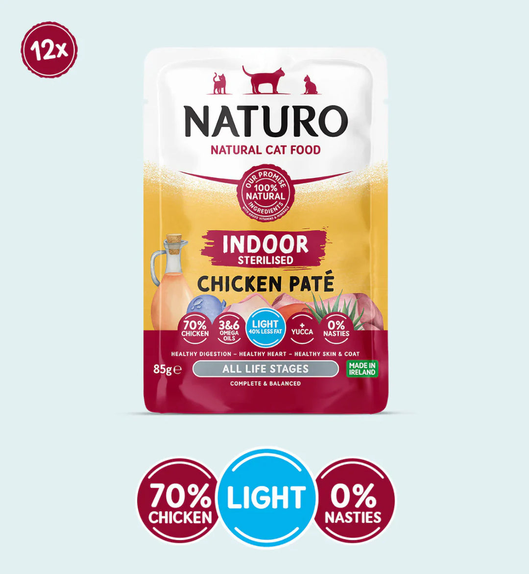 Naturo Cat Sterilised Chicken Paté Pouch 85g x 12