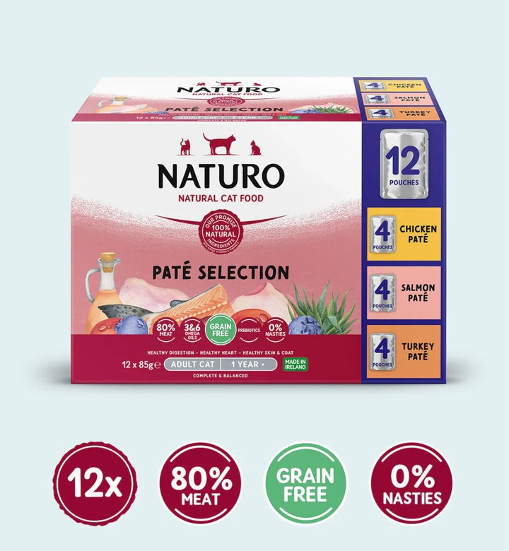 Naturo Cat Pouch Adult Variety Pate 85g x 12