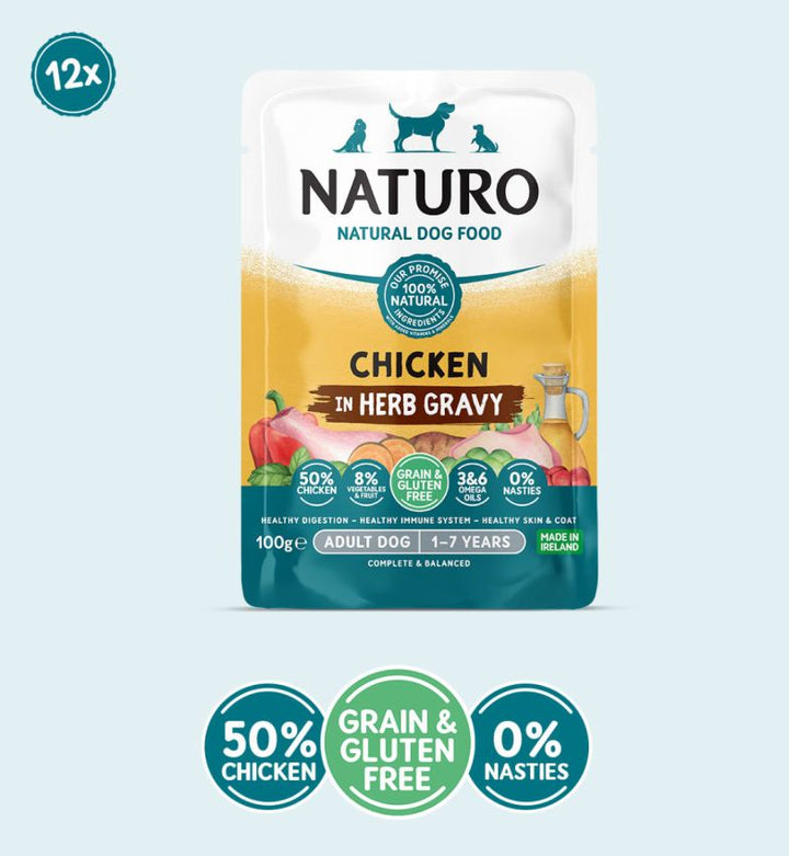 Naturo Adult Dog Grain & Gluten Free Chicken in Herb Gravy 12x100g