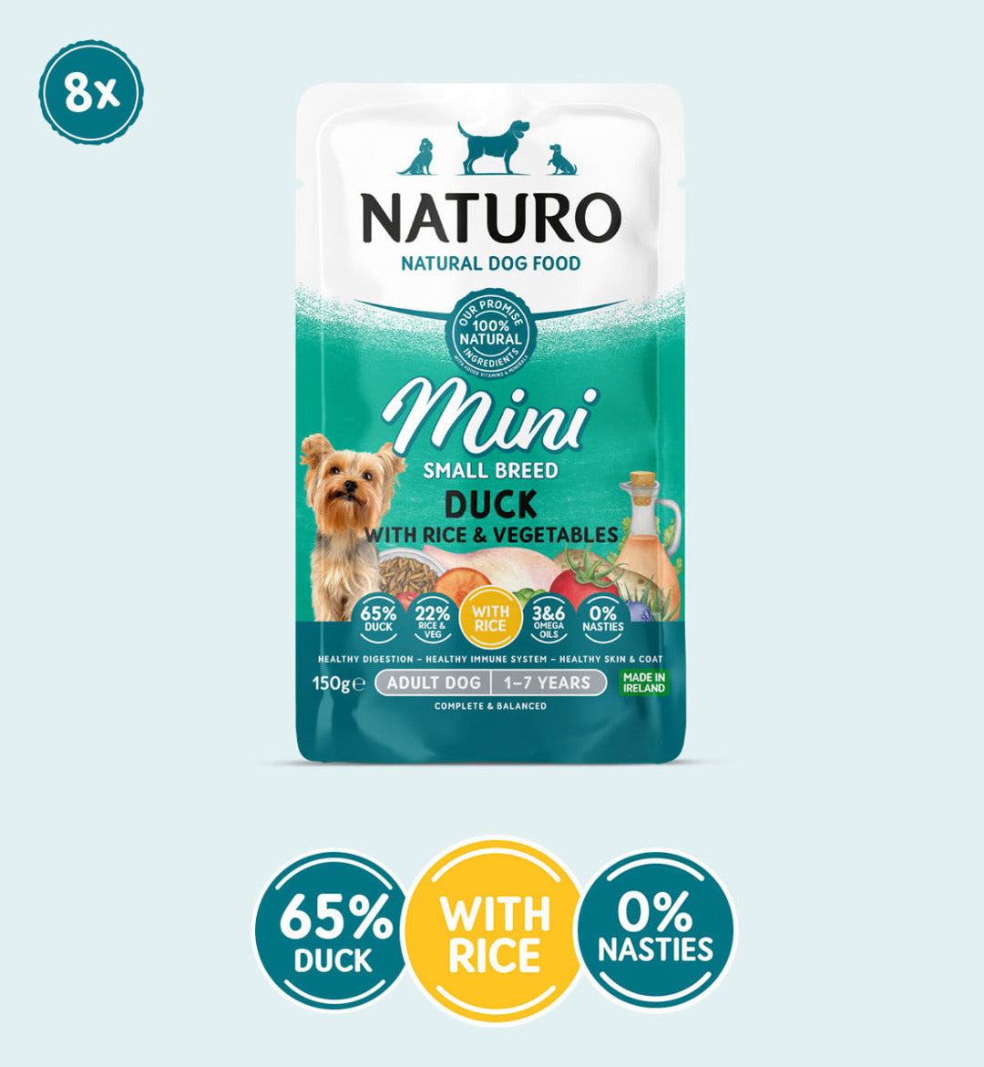Naturo Adult Dog Mini Duck with Rice & Vegetables 8x150g Pouch