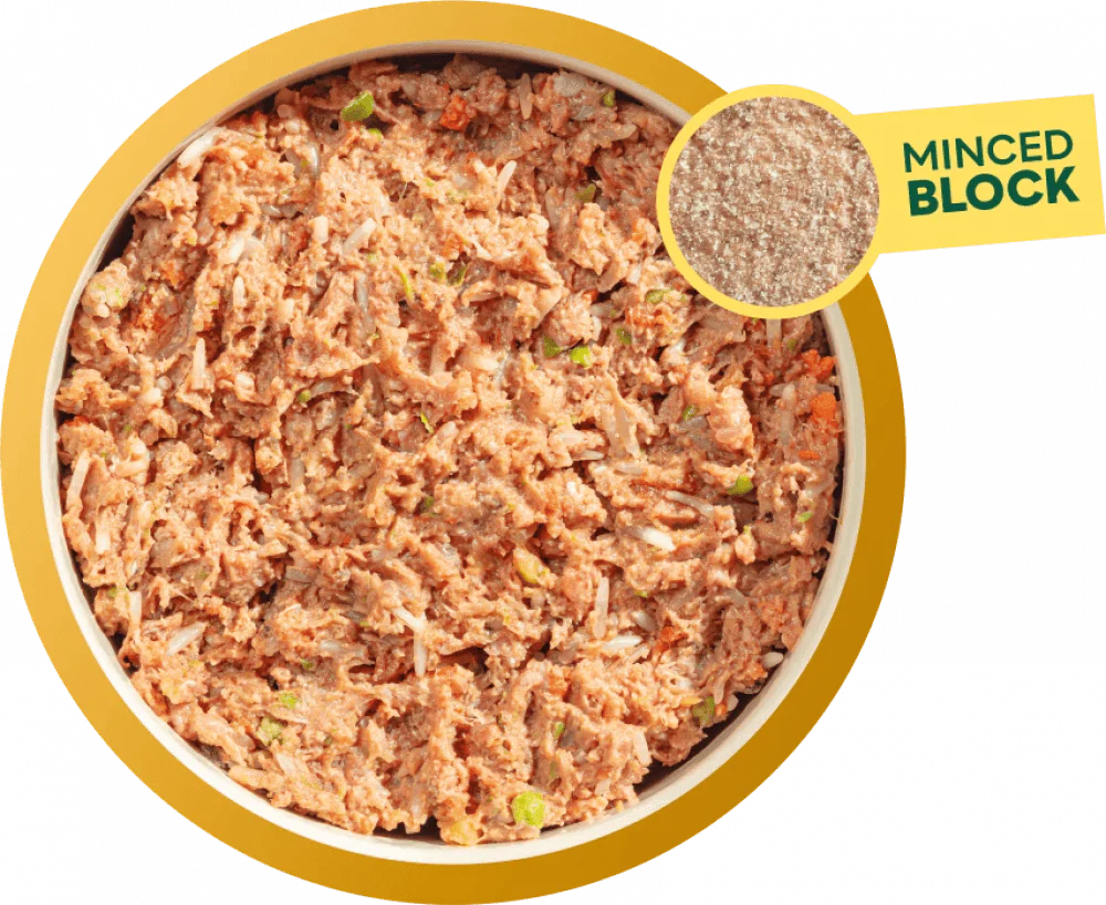 Natures Menu 60/40 Chicken with Salmon, Vegetables and Brown Rice Block 300g