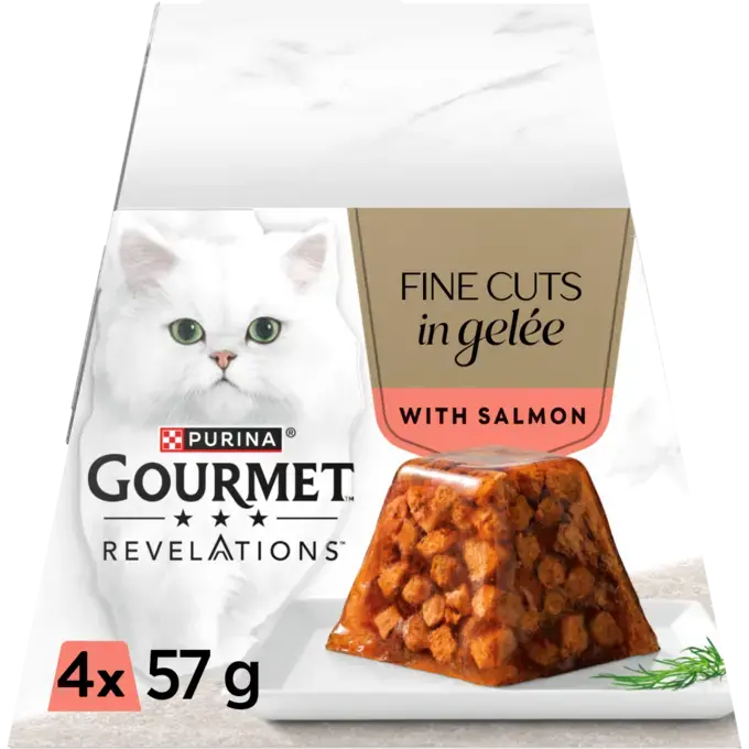 Gourmet Revelations Gelee Salmon Fine Cuts in Jelly Wet Cat Food 4x57g