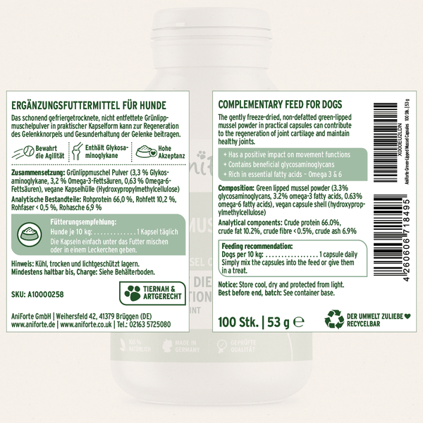 Aniforte Green Lipped Mussel Capsules for Dogs