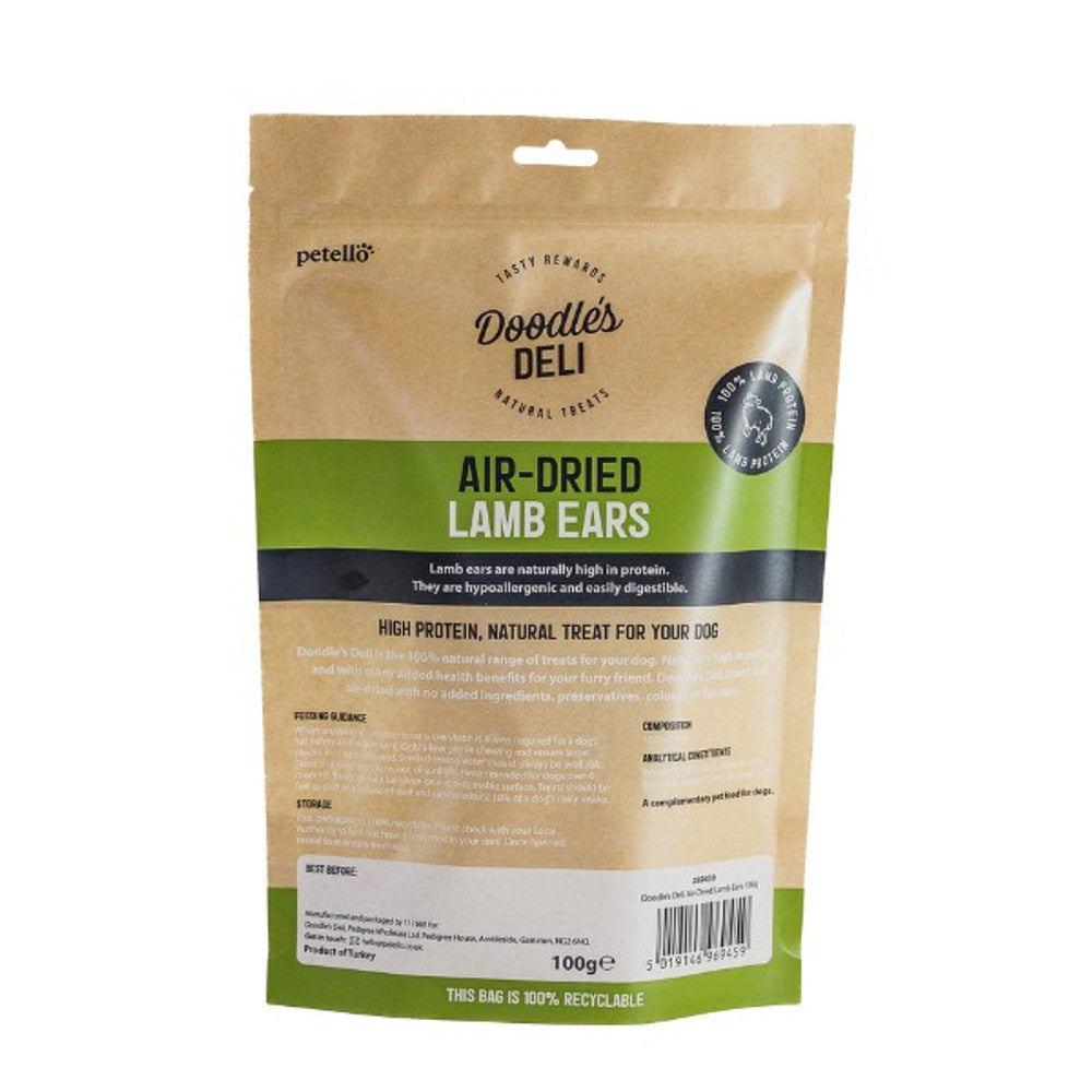 Doodles Deli Air Dried Lamb Ears without Hair 100g