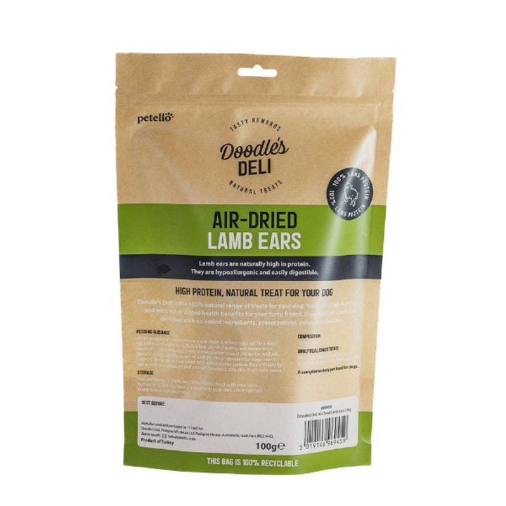Doodles Deli Air Dried Lamb Ears without Hair 100g