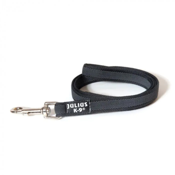 Julius-K9 Color &amp; Grey Super-Grip Leash With Handle Thick Black &amp; Grey