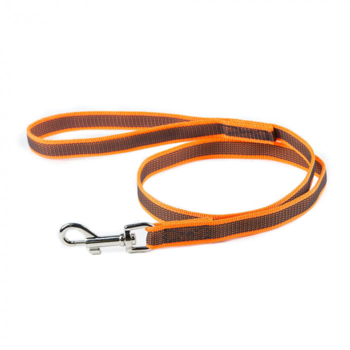 Julius-K9 Color & Grey Super-Grip Leash With Handle Thick Orange & Grey
