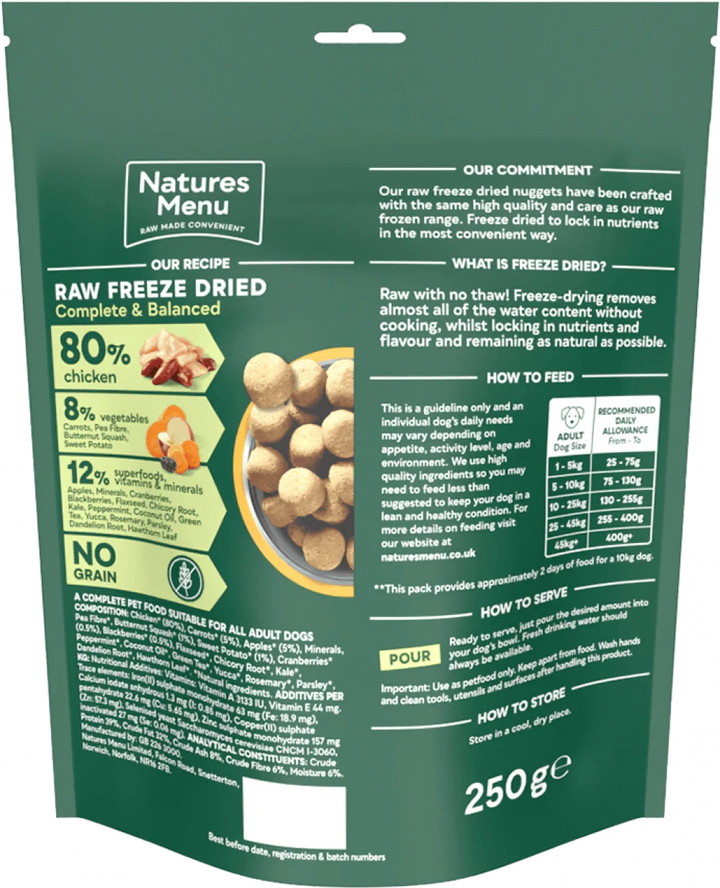 Natures Menu 80/20 CHICKEN Freeze Dried 250g - Ormskirk Pets