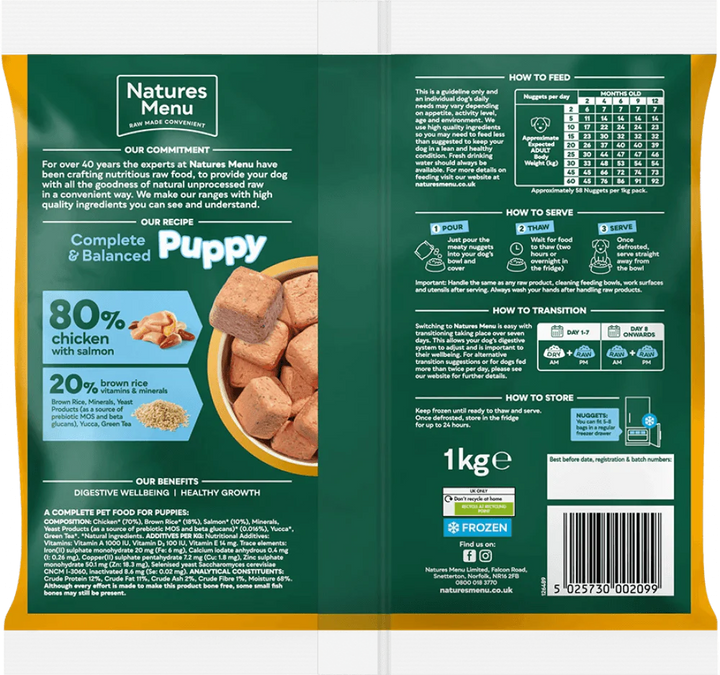 Natures Menu 80/20 Puppy Chicken Nuggets with Salmon and Brown Rice 1kg - Ormskirk Pets