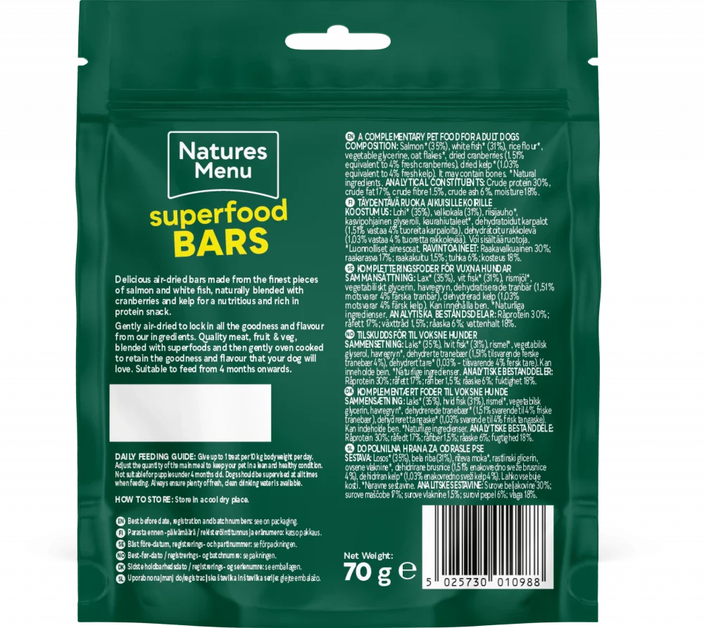 Country Hunter Superfood Bars Dog Treat Salmon & White Fish 70G