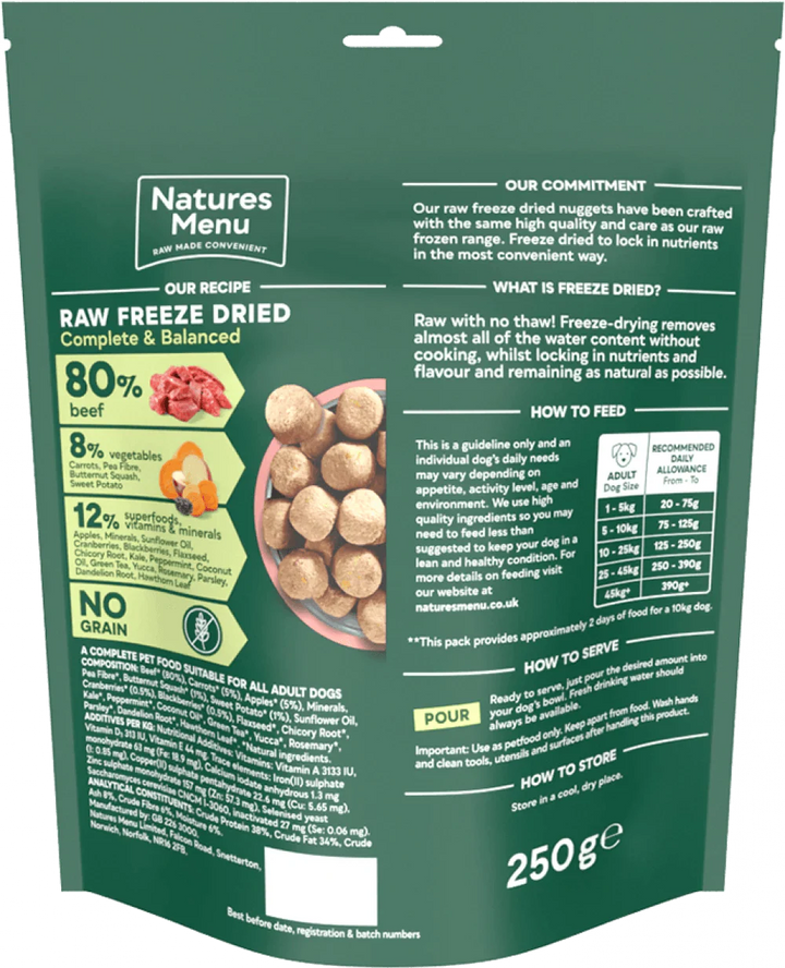 Natures Menu 80/20 BEEF Freeze Dried 250g - Ormskirk Pets