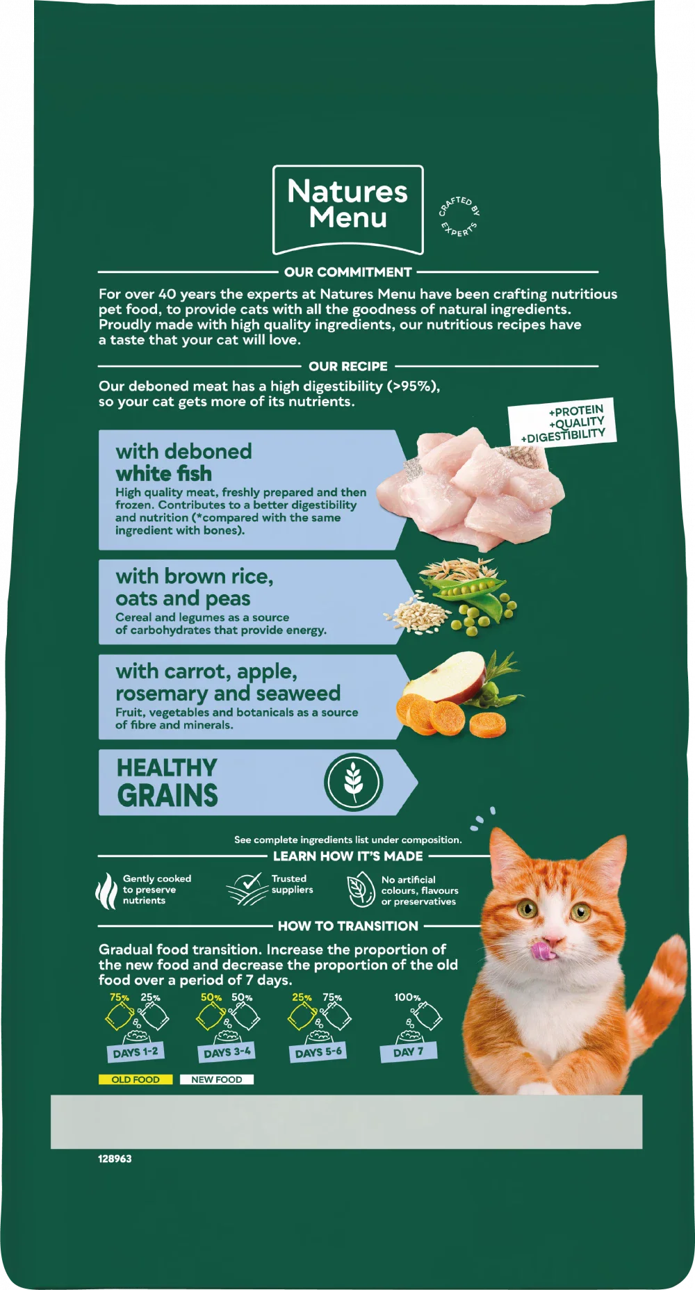Natures Menu High In Meat Dry Cat Food No Grain With White Fish 1.25kg