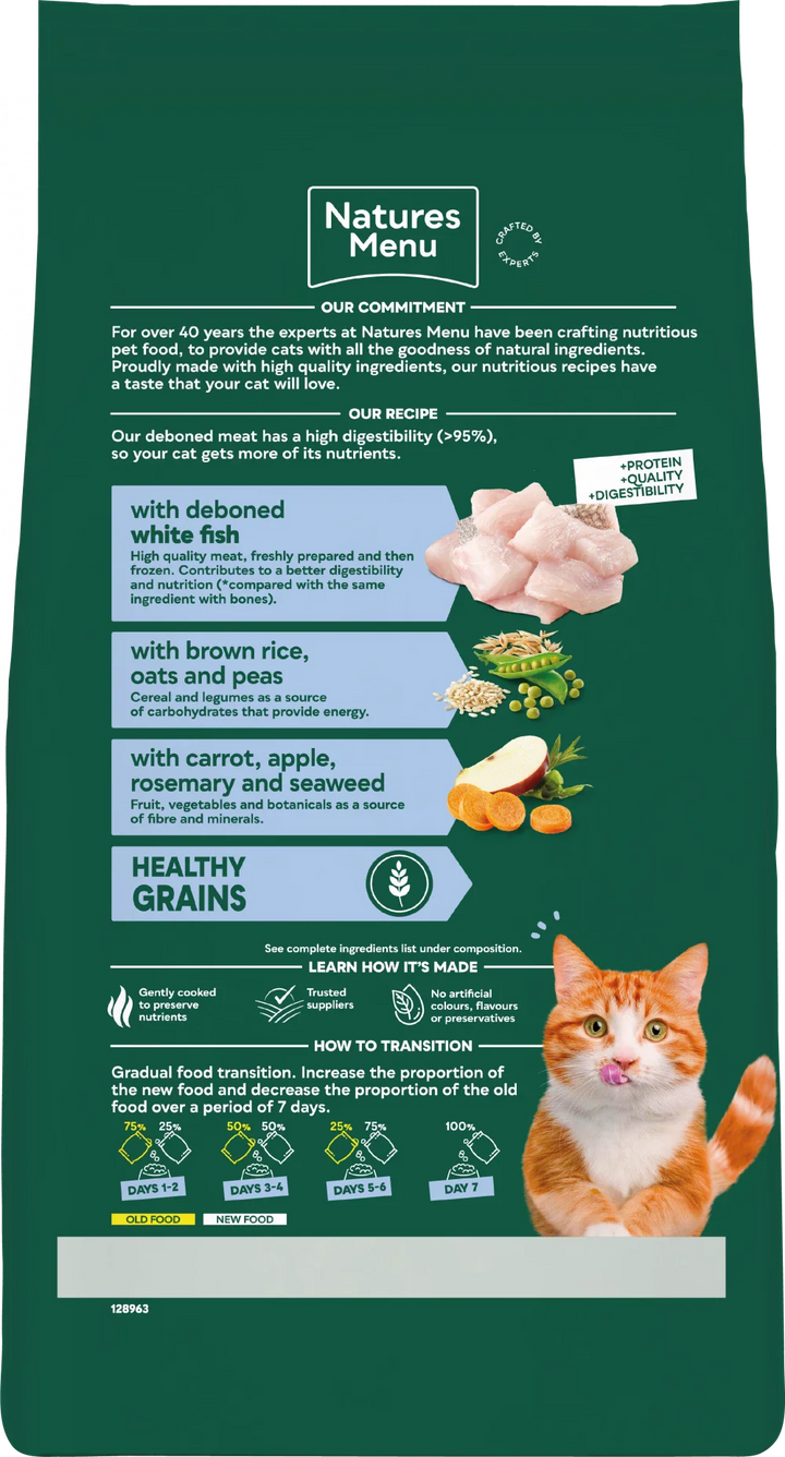 Natures Menu High In Meat Dry Cat Food No Grain With White Fish 1.25kg