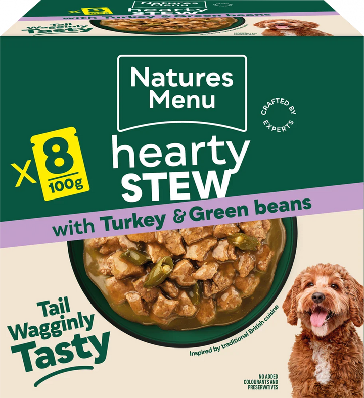 Natures Menu Dog Pouches Hearty Stews Turkey For Adult Dogs 8 x 100g