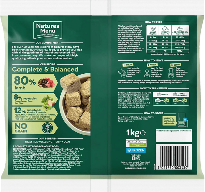 Natures Menu Country Hunter 80/20 British Lamb with Superfoods 1kg - Ormskirk Pets