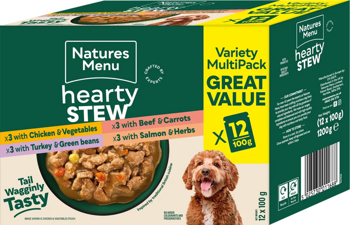 Natures Menu Dog Pouches Hearty Stews Multipack For Adult Dogs 12 x 100g