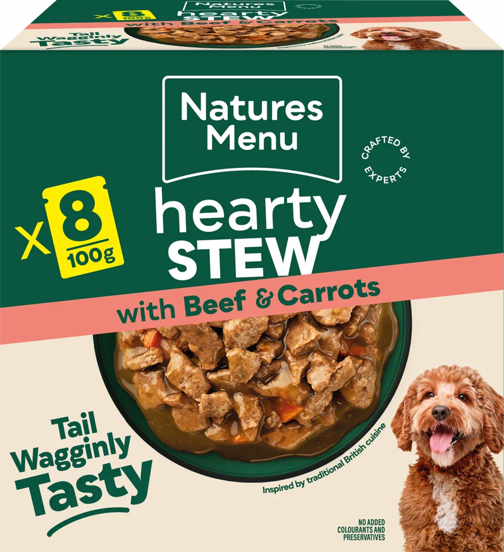 Natures Menu Dog Pouches Hearty Stews Beef For Adult Dogs 8 x 100g