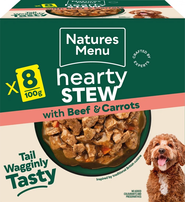 Natures Menu Dog Pouches Hearty Stews Beef For Adult Dogs 8 x 100g