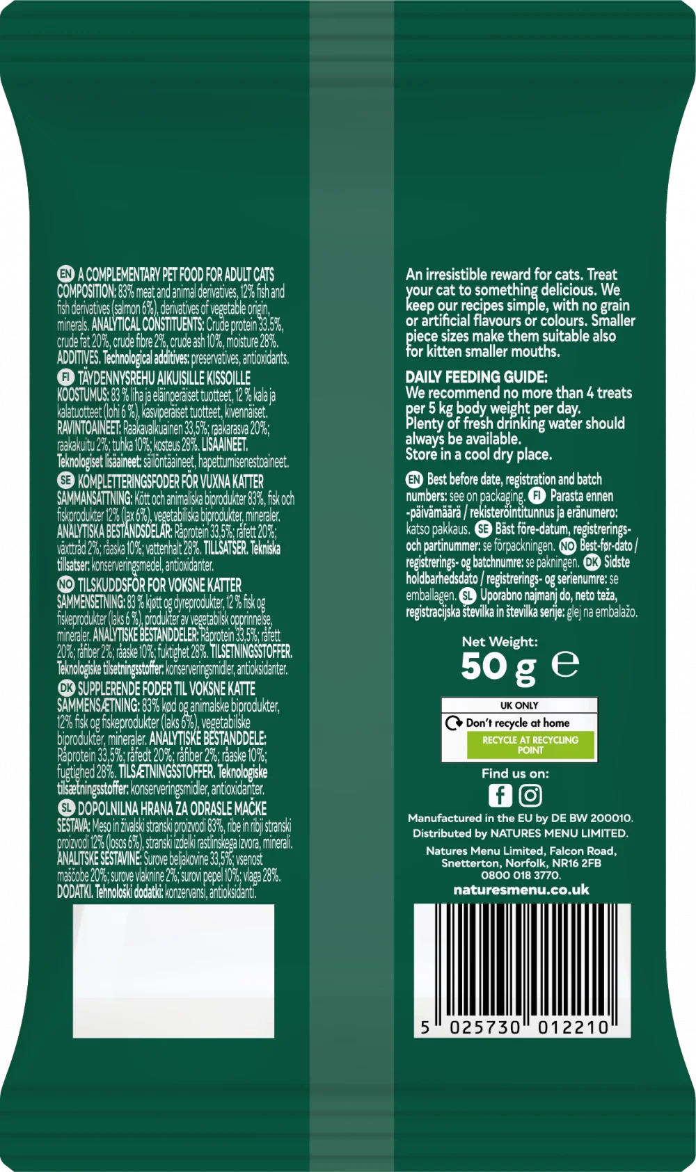 Natures Menu Meaty Treats For Adult Cat Salmon 50G