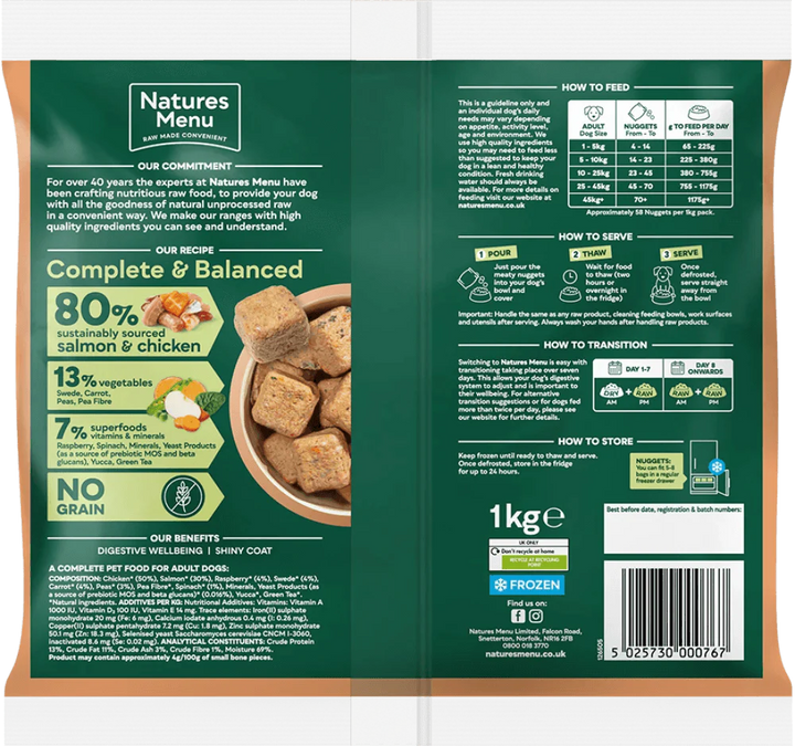 Natures Menu Country Hunter 80/20 Salmon and Chicken Nuggets with Superfoods 1kg - Ormskirk Pets
