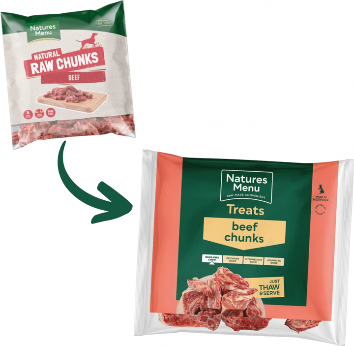 Natures Menu Natural Raw Beef Chunks 1KG - Ormskirk Pets