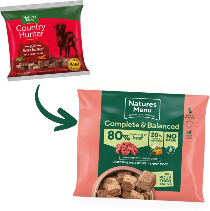 Natures Menu Country Hunter 80/20 Beef Nuggets with Superfoods 1kg - Ormskirk Pets