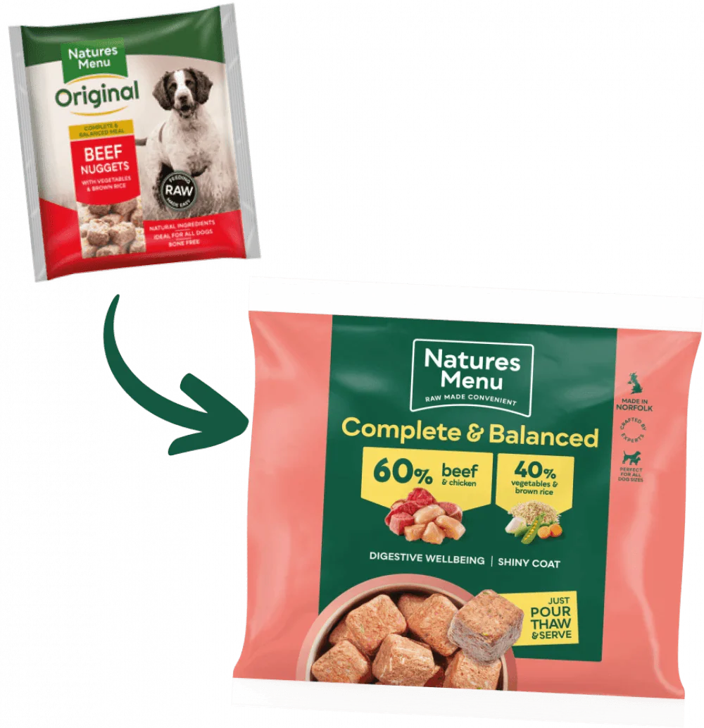 Natures Menu 60/40 Beef Nuggets with Chicken, Vegetables and Brown Rice 1kg - Ormskirk Pets