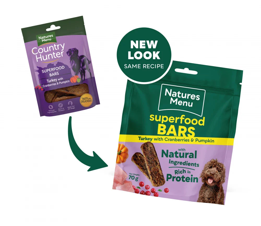 Country Hunter Superfood Bars Dog Treat Turkey With Cranberries And Pumpkin 70G