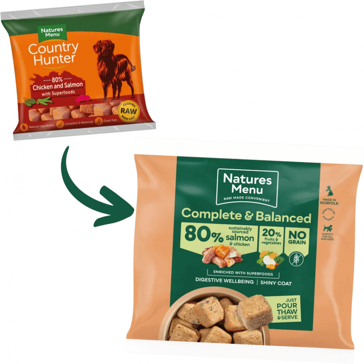 Natures Menu Country Hunter 80/20 Salmon and Chicken Nuggets with Superfoods 1kg - Ormskirk Pets