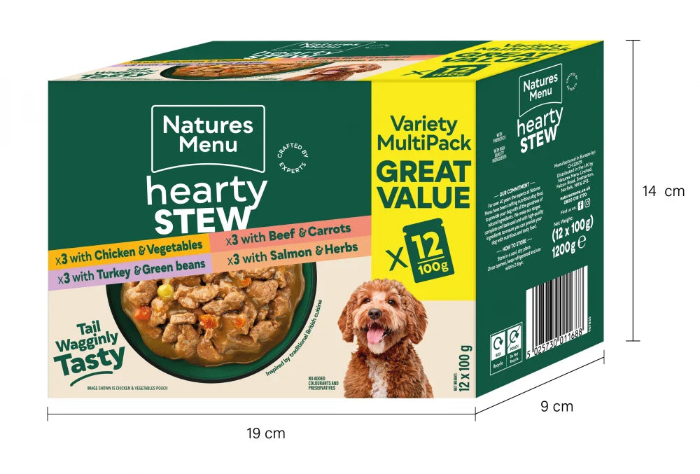 Natures Menu Dog Pouches Hearty Stews Multipack For Adult Dogs 12 x 100g